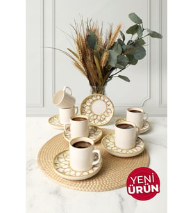 Keramika Worn Gold Nordic Kahve Takımı 12 Parça 6 Kişilik 22968-23057