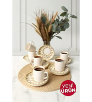 Keramika Worn Gold Nordic Kahve Takımı 12 Parça 6 Kişilik 22968-23057