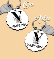 Kişiye Özel Y Harfi Romantik Tasarım HDF Dalgalı Anahtarlık (Beyaz)