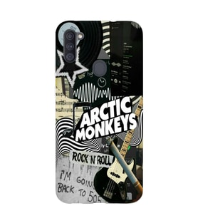 Samsung Galaxy M21 Uyumlu Arctic Monkeys Kolaj Desenli Şeffaf Telefon Kılıfı