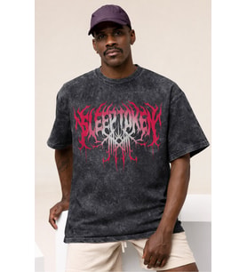 Tasarım Sleep Token Rock Metal Müzik Grubu Baskılı Unisex Oversize Vintage Yıkamalı Tişört