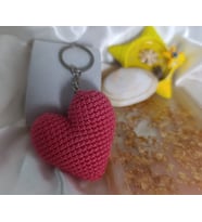 Hediyelik Pembe Kalp Amigurumi Anahtarlık (Çok Renkli)