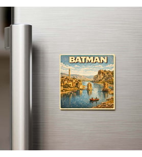 Batman Şehri - Pop-Art Travel - 9x9 cm Buzdolap Magneti