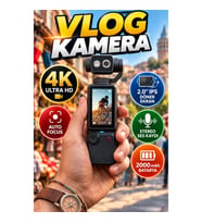 4K Ultra HD Vlog Kamera 2.0 IPS Döner Ekranlı Auto Focus Stereo Ses Kayıtlı 2000mAh Bataryalı El Kam