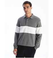 LCW Vision İndigo Polo Yaka Erkek Sweatshirt