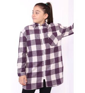 Toontoy Kız Çocuk Oduncu Gömlek  (Mor)