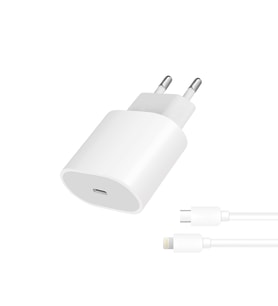 20W PD iPhone Şarj Aleti USB-C Adaptör ve Lightning Şarj Kablosu Seti (Beyaz)