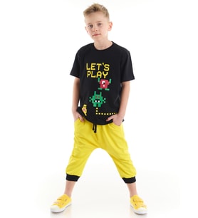 Lets Erkek Çocuk T-shirt Kapri Şort Takım (Çok Renkli)