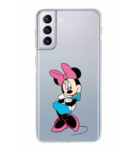 Samsung Galaxy S21 Plus  Kamera Korumalı Kapak Minnie Mouse Tasarımlı  Şeffaf Kılıf