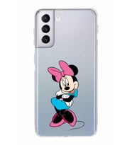Samsung Galaxy S21 Plus  Kamera Korumalı Kapak Minnie Mouse Tasarımlı  Şeffaf Kılıf