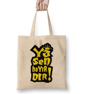 Ya Sen Hayırdır Bez Çanta Uzun Saplı