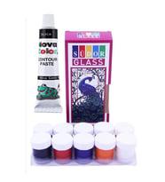 Cam Boyası 10 Renk 15 ml ve Siyah Kontur Boyası 1 Paket Cam Vitray Boyama Seti Cam Boyama Seti (Çok Renkli)
