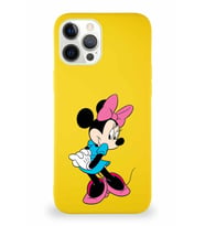 Apple iPhone 12 Pro Max Soft Premier Kapak Minnie Mouse-F Tasarımlı Silikon Kılıf - Sarı (Şeffaf)