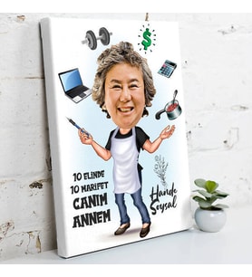 Marifetli Annem Karikatürlü Kanvas Tablo