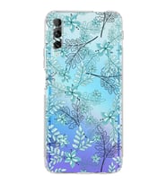 PrintiFy Huawei Psmart ProUyumlu Kamera Korumalı Floral Su Yeşili Tasarımlı Şeffaf Silikon Kılıf