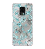 Xiaomi Redmi Note 9S Köşe Korumalı Antişok Kapak Floral Su Yeşili Tasarımlı Şeffaf Silikon Kılıf