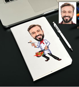 Kişiye Özel Aşçı Tasarımlı Karikatürlü Beyaz Defter Kalem Seti 74