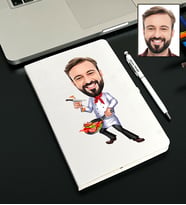 Kişiye Özel Aşçı Tasarımlı Karikatürlü Beyaz Defter Kalem Seti 74
