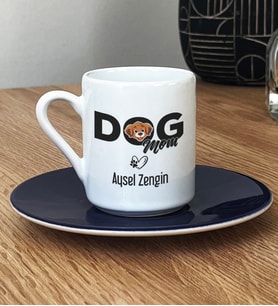 Kişiye Özel Dog Mom Türk Kahvesi Fincanı Köpek Annesi (Lacivert)