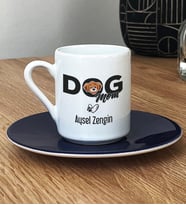 Kişiye Özel Dog Mom Türk Kahvesi Fincanı Köpek Annesi (Lacivert)