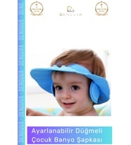#BebekBanyoŞapkası Fantazer Bebek Banyo Şapkası Ayarlanabilir Su Geçirmez Kaliteli Su Kaçırmayan Mav