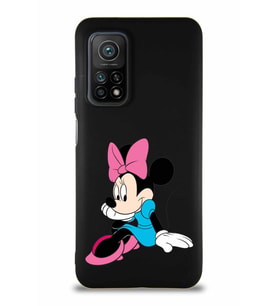 Xiaomi Mi 10T Pro Soft Premier Kapak Minnie Mouse-E Tasarımlı Silikon Kılıf - Siyah (Şeffaf)