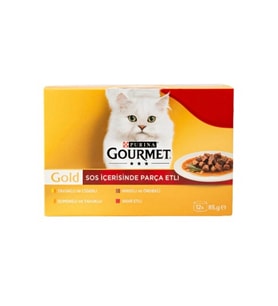 Gold Soslu ParçaYetişkin Kedi Konservesi 12 Adet x 85 Gr