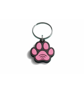 NFC Akıllı Köpek Künyesi - Okutunca Direkt Arama Yapan Kayıp Tasması Ucu - Siyah Pembe Pati Desenli