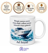 Sürat Teknesi Temalı Baskılı Kupa Bardak Hediye Deniz Motorsporları Özel Tasarım