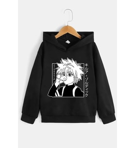 Çocuk Killua Zoldyck Baskılı Sweatshirt (Siyah)