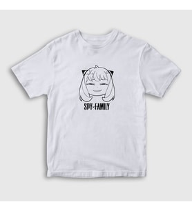 Presmono Unisex Çocuk Beyaz Anya Smug Face Anime Spy X Family T-Shirt 317028tt