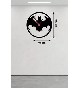 Batman Yarasa Logolu Ahşap Duvar Saati - 40X40 Cm Dekoratif Dc Temalı