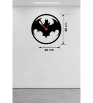 Batman Yarasa Logolu Ahşap Duvar Saati - 40X40 Cm Dekoratif Dc Temalı