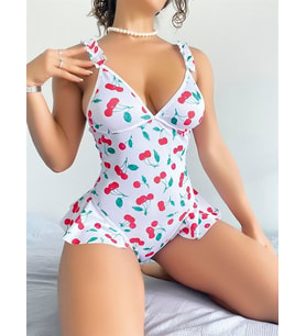 Arias Closet Vişne Desenli Fantezi Body