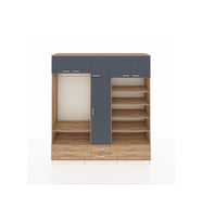Hyperion Dolap 18 Raflı 4 Çekmeceli Tek Askılı 220x44x243 Çam-Antrasit/Çam