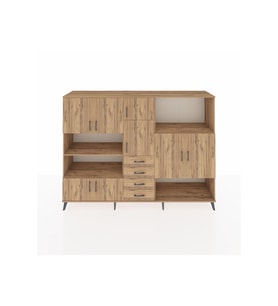 Hyperion Dolap 10 Raflı 4 Çekmeceli 8 Kapaklı 220x44x163 Çam-Çam