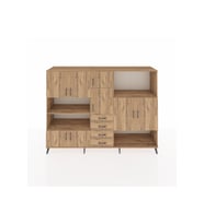 Hyperion Dolap 10 Raflı 4 Çekmeceli 8 Kapaklı 220x44x163 Çam-Çam