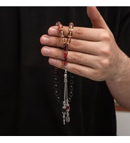 Sıkma Kehribar 925 Ayar Gümüş Tesbih (Bej)