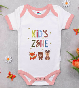 BK Kids Kid's Zone Tasarımlı Pembe Bebek Body Zıbın-1