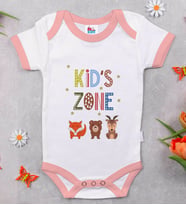BK Kids Kid's Zone Tasarımlı Pembe Bebek Body Zıbın-1