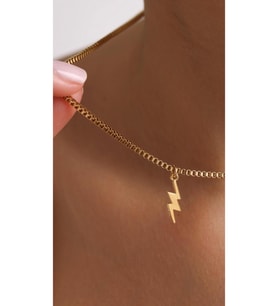 Şimşek Küp Zincir Kolye 925 Ayar (Gold)