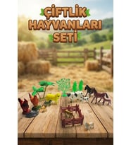 Eğitici Çiftlik Hayvanları Oyun Seti - 20 Parça Oyuncak Hayvan Figürleri, Ağaç