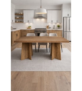 Dikdörtgen Salon Yemek Masası Mantar Ayak - 36mm Kalın Kenarlı 180x90-Afrika Ceviz