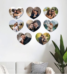 Kişiye Özel 8 Fotoğraflı Kalp Mdf Tablo