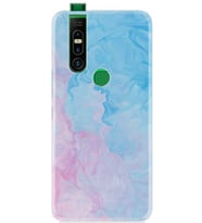 Infinix S5 Pro Kılıf Resimli Desenli Baskılı Silikon Kılıf Pink Blue Abstract 1385