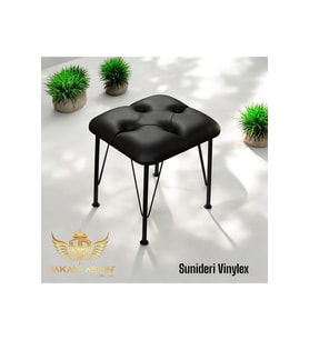 Siyah Metal Ayaklı Puf 40x45 cm
