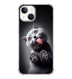 PrintiFy Apple iPhone 13 Mini Uyumlu Kedi 2 Baskılı Şeffaf Köşe Korumalı Antişok Kılıf