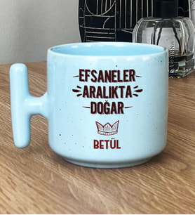 Kişiye Özel Efsaneler Aralıkta Doğar Hediye Pastel T Kupa Doğum Günü Hediyesi (Mavi)