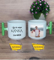 İyi Ki Varsın Kanka Kupa Bardak Fotoğraflı T Yeşil Kulplu Kankaya Arkadaşa Doğum Günü Hediyesi