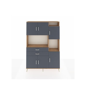 Arges Gardrop 9 Raflı 2 Çekmeceli 6 Kapaklı 132x30x195 Çam-Antrasit